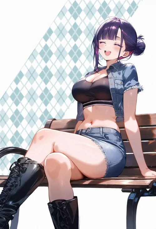 Legs Crossed on the Bench  by CheetahSperm18