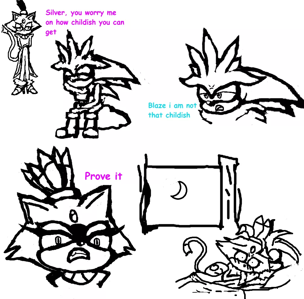 Silver proves he's not immature to Blaze (art by me) posted by rayanekarouch