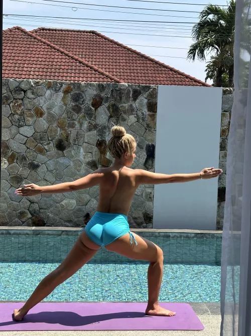 I always do yoga by the pool on sunny days by AdelBaby