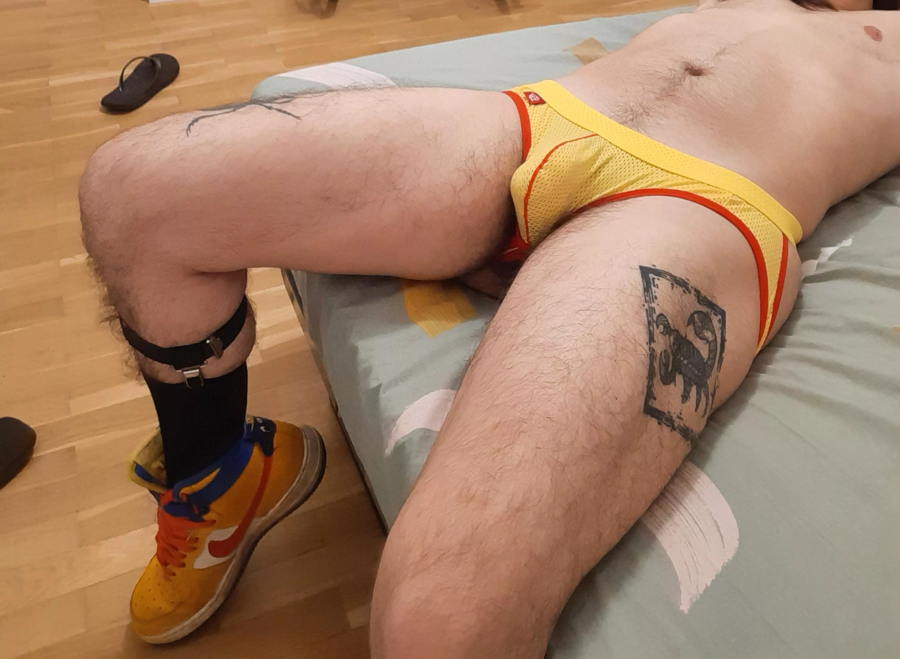 What are we thinking of the jockstrap and sneakers combo here? posted by Unheard_Beetle156