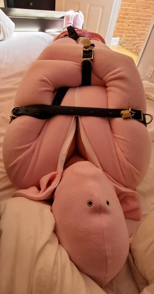 [OC] GF snug and cozy in her strait jacket onesie by Pir8Rbrts2