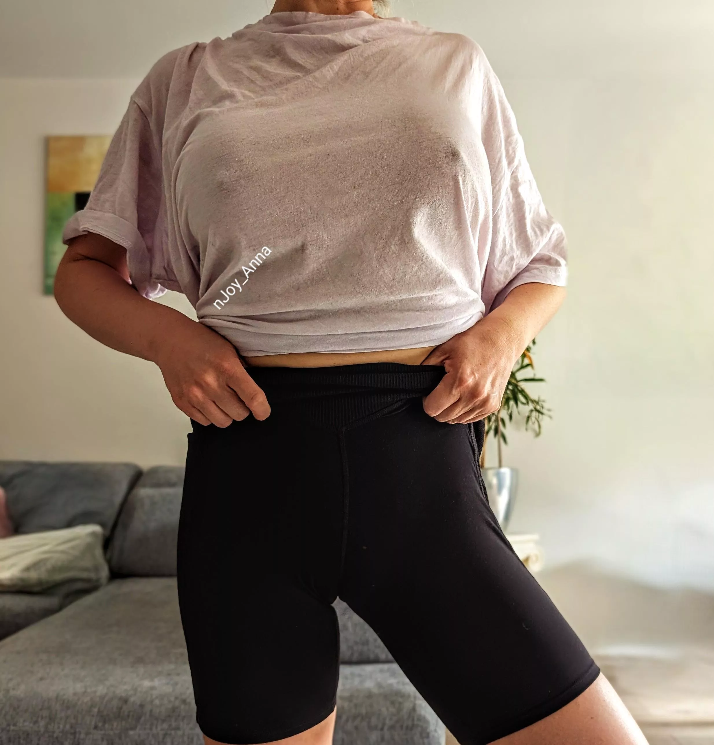 A thin worn cotton shirt without a bra feels so great posted by nJoy_Anna