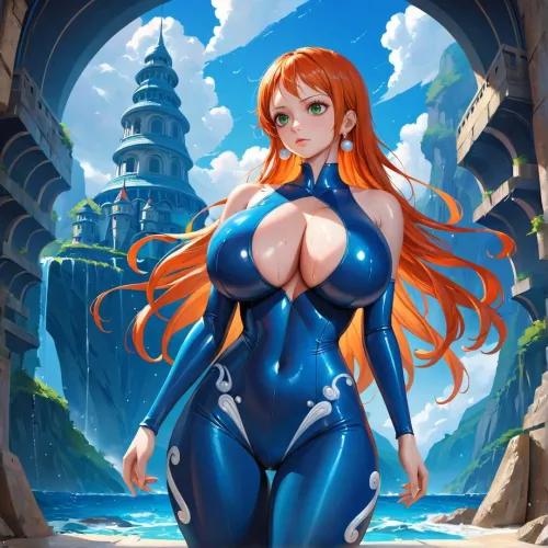 Nami in blue bodysuit <3 by The_Dream_Edge