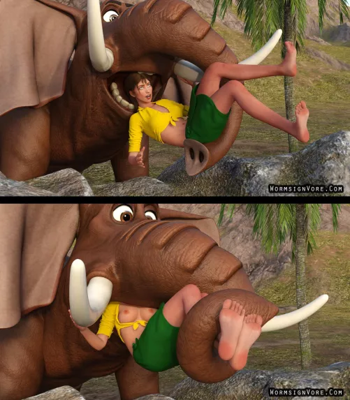 {Image}Tantor Eats Jane(M/Elephant)(F/Human)(Soft)(Oral)(willing)(nsfw)(OC: WormsignVore Animations)  by WormsignVore