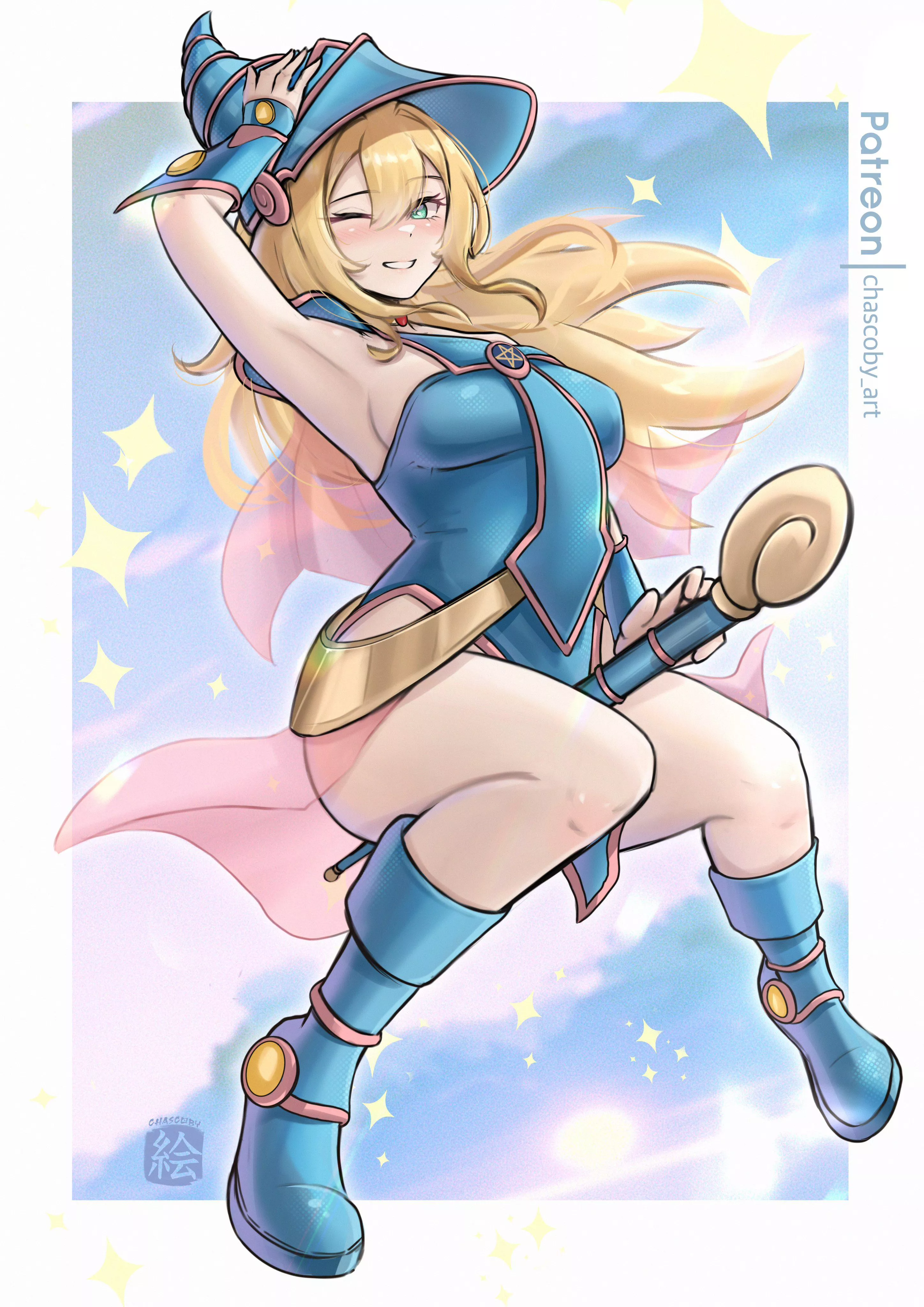 Dark Magician Girl riding her broom posted by LafterMastr