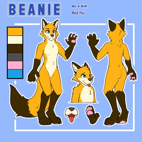 I'm just a normal fox boy :3 (finally made my fursona a ref sheet) by WildPurpleBeans
