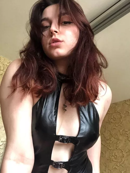 New leather bodysuit to match my body by PrettySmileGirl