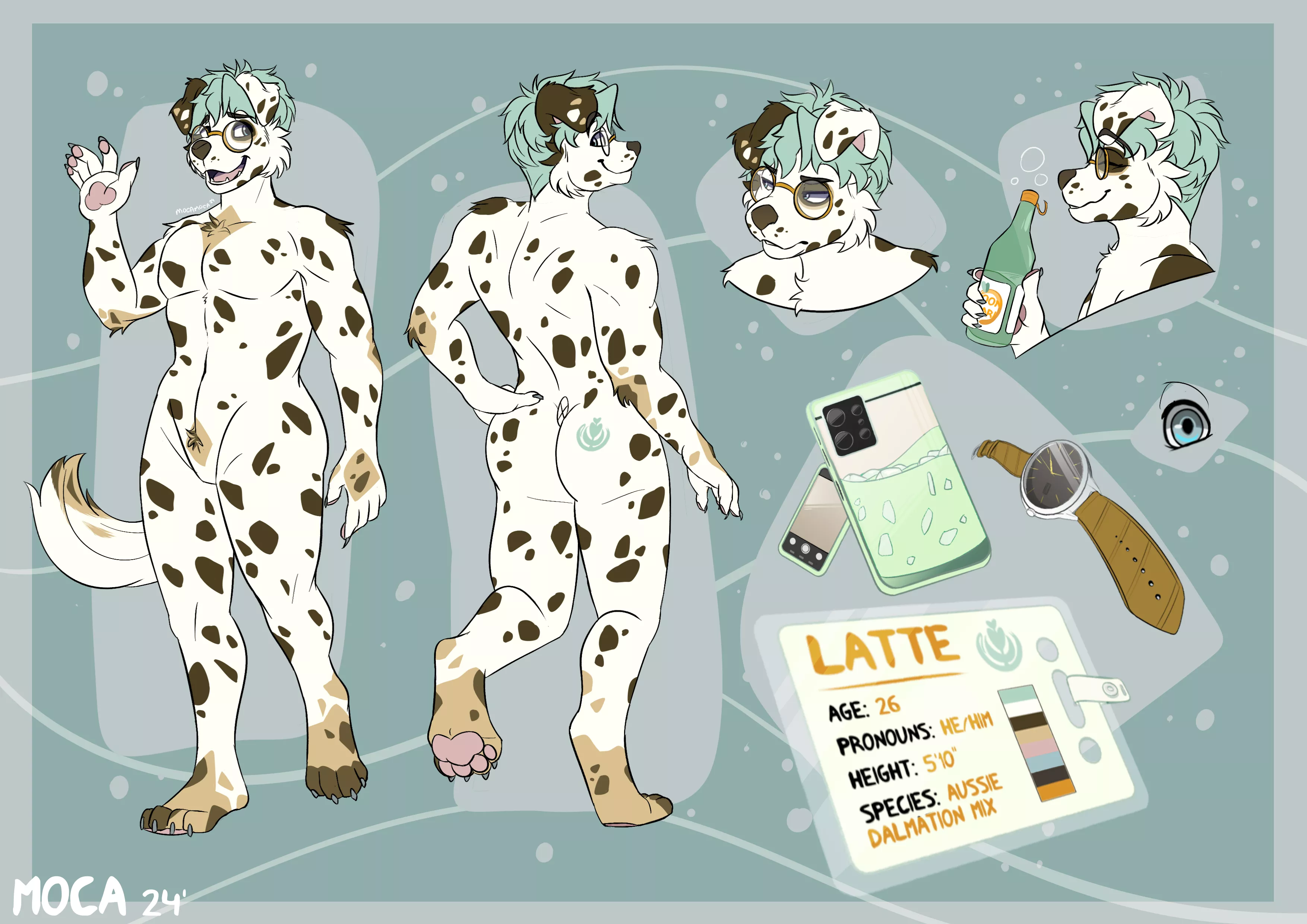 Ref sheet for my new OC Latte (art by me) posted by yukonl