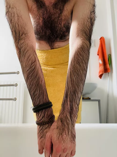 Wet hairy arms just after shower  by Anxious_Ananas_643