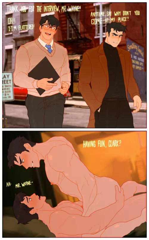 Clark Kent and Bruce Wayne have an interesting meeting (By Cuckoo_chan)  by ElektraFrost