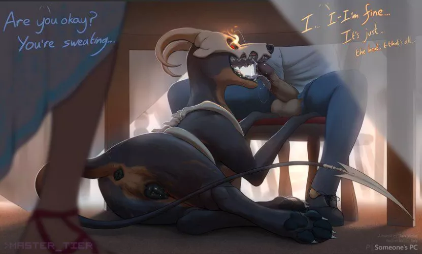 Houndoom under the table~ [FM] (dark violet) by Due-Escape2915