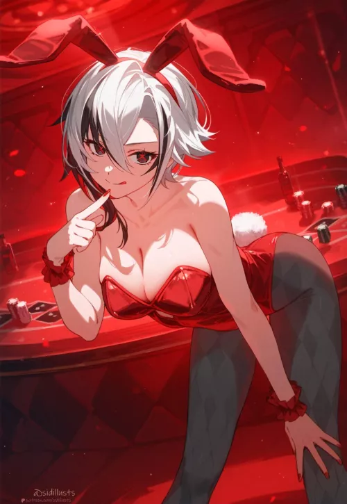 Casino Bunny Arlecchino [Genshin Impact] by CheetahSperm18