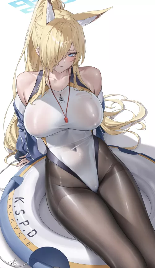 Swimsuit Kanna in tights (Yabacha) [Blue Archive] by llamanatee