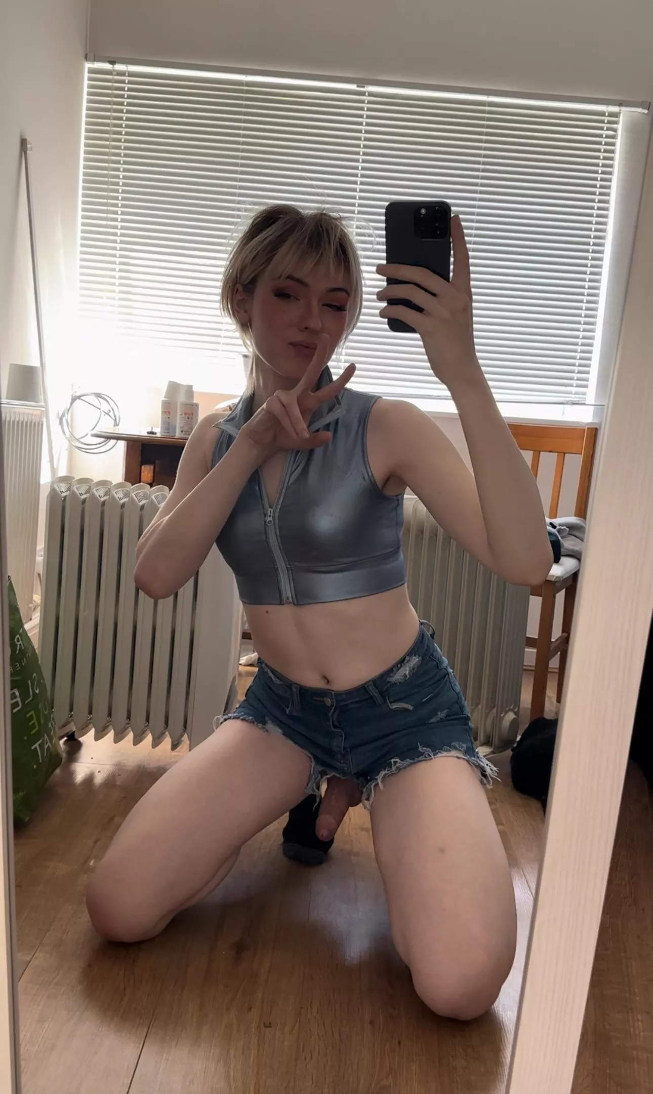 Oops something is poking out of my shorts posted by Lexxiraus