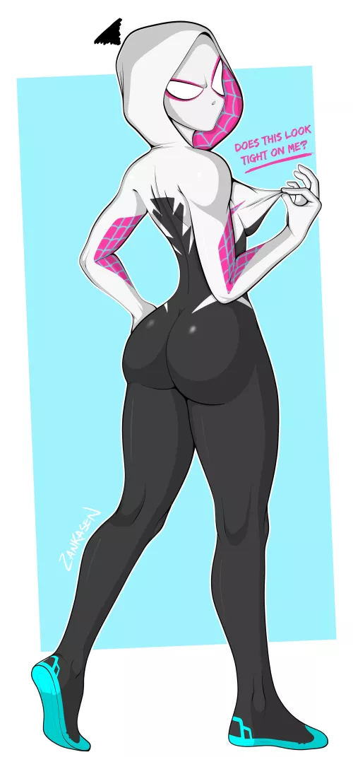 Spider-Gwen and her tight suit (Zankasen)  by ItzAMoryyy