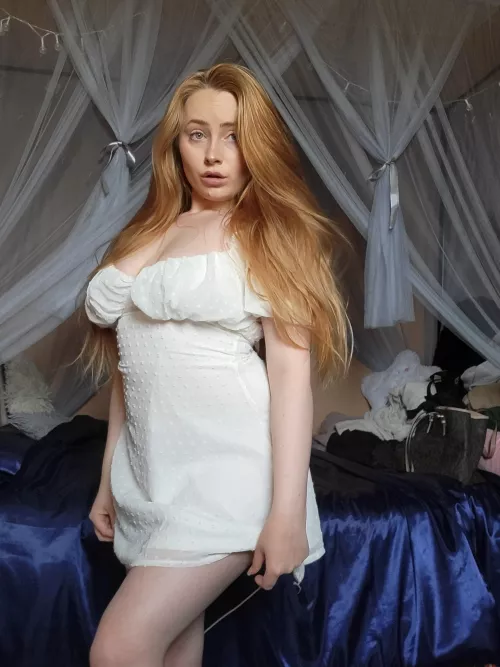 4'10 blonde in little white sundress by EmilyAngelUK