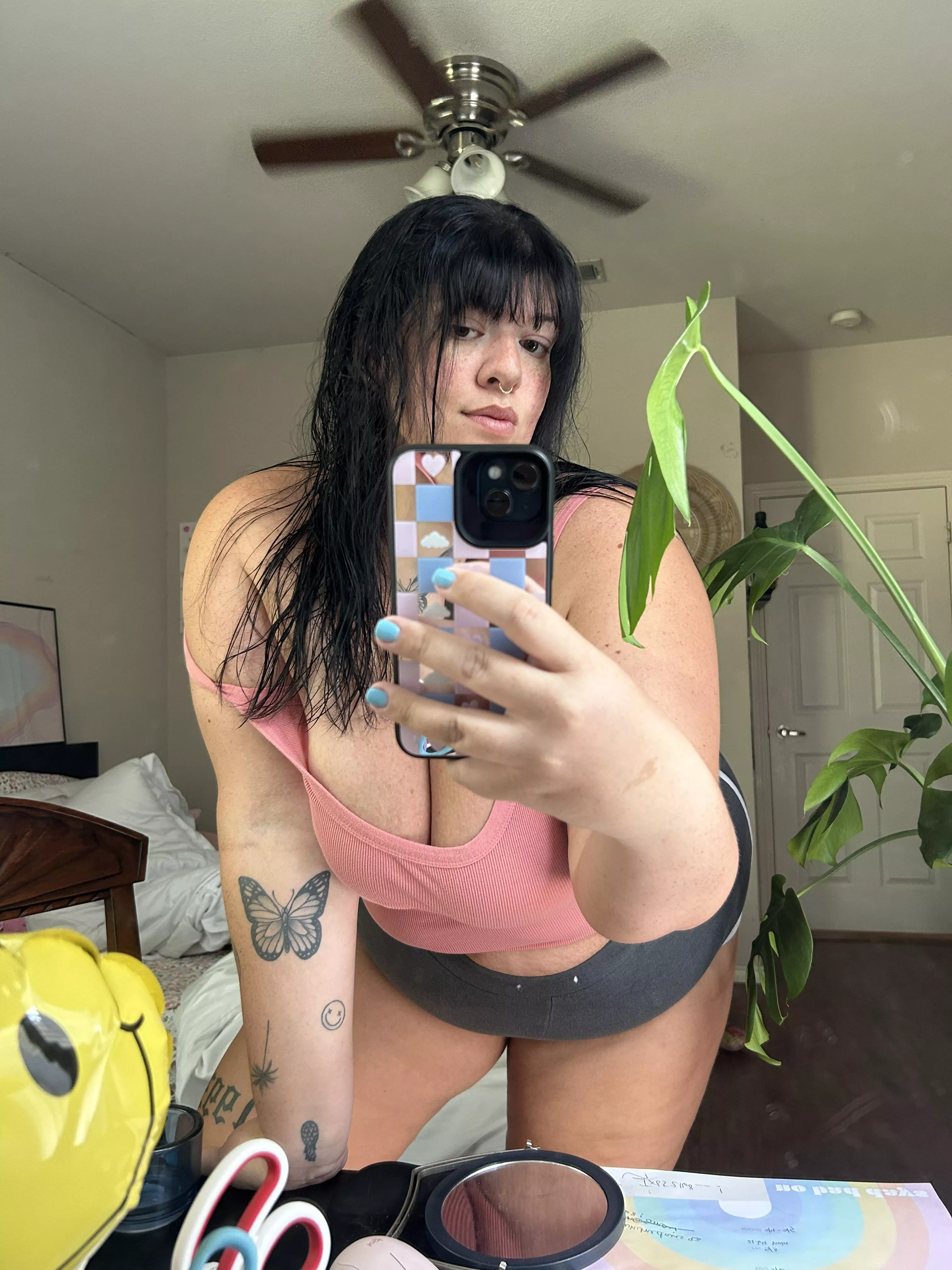 bare face and in my pajamas after a nice hot shower to start my day :D posted by Brilliant_Etiquette