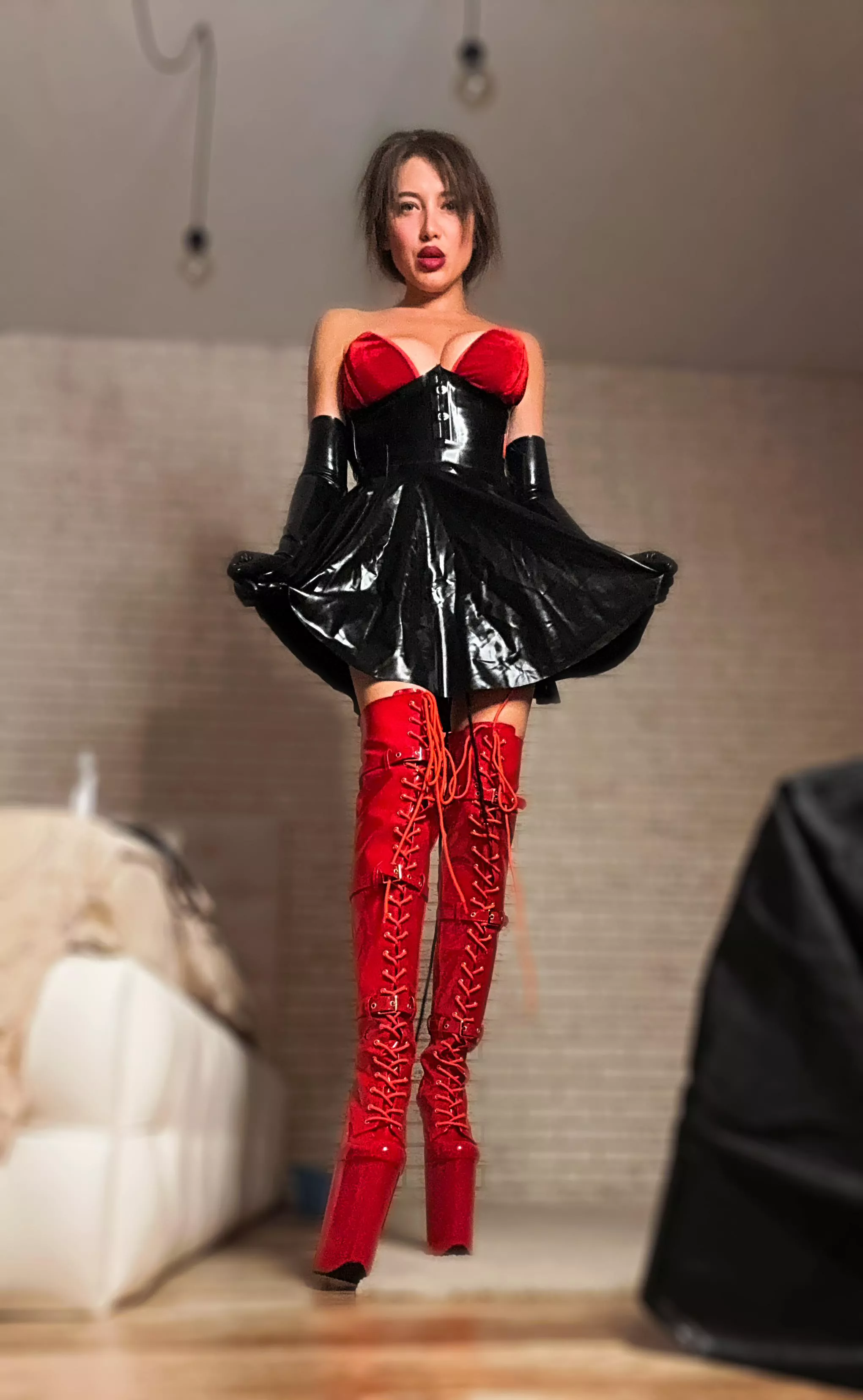 Can I marry you wearing this as a wedding dress? 😈🖤
 posted by _Latexprincess_