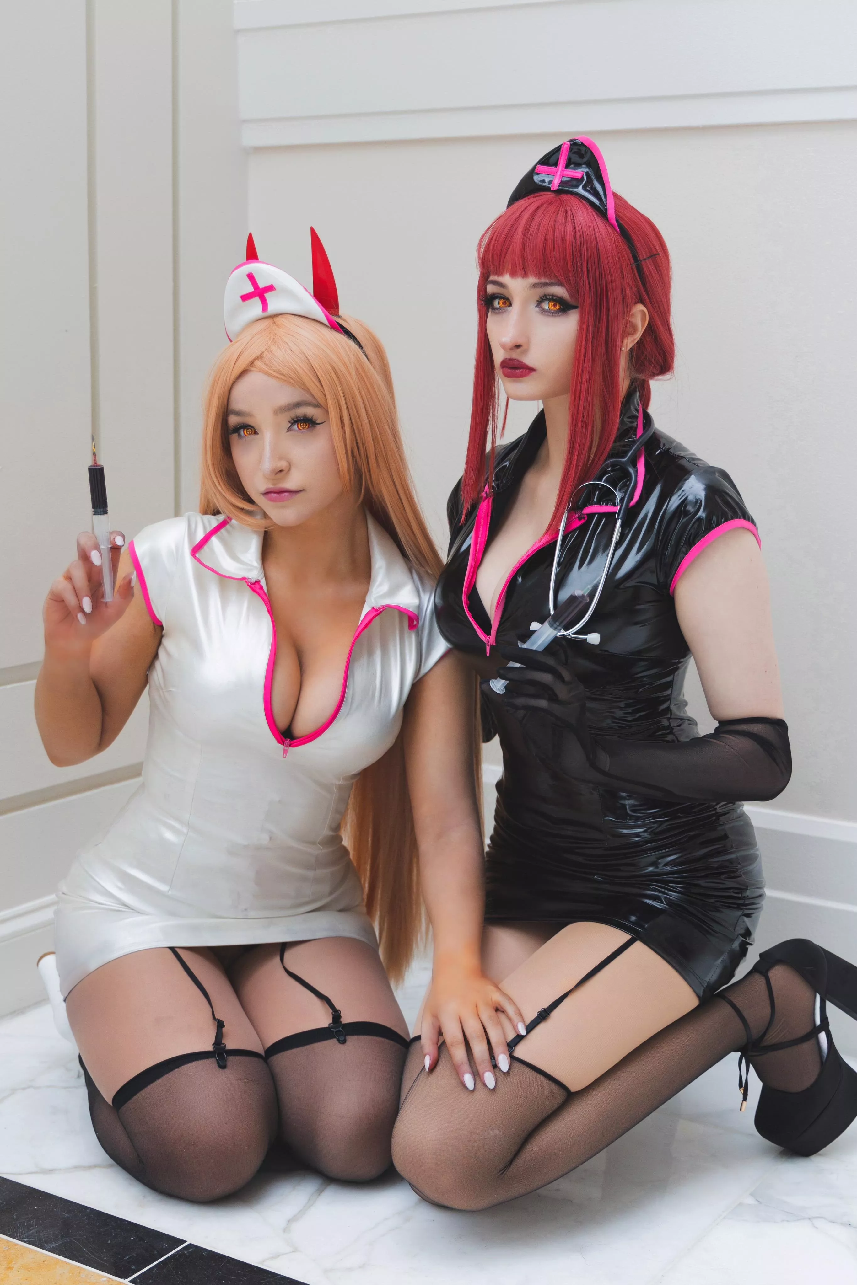 My friend and I cosplaying as Nurse Power and Makima from Chainsaw Man (Cplaya_2) posted by Cplaya_2