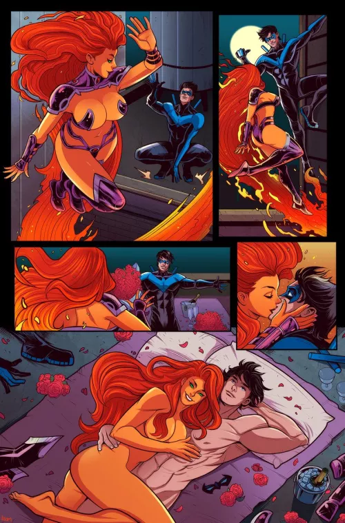 Nightwing and Starfire (RamArtwork) by Entire-Juggernaut-57