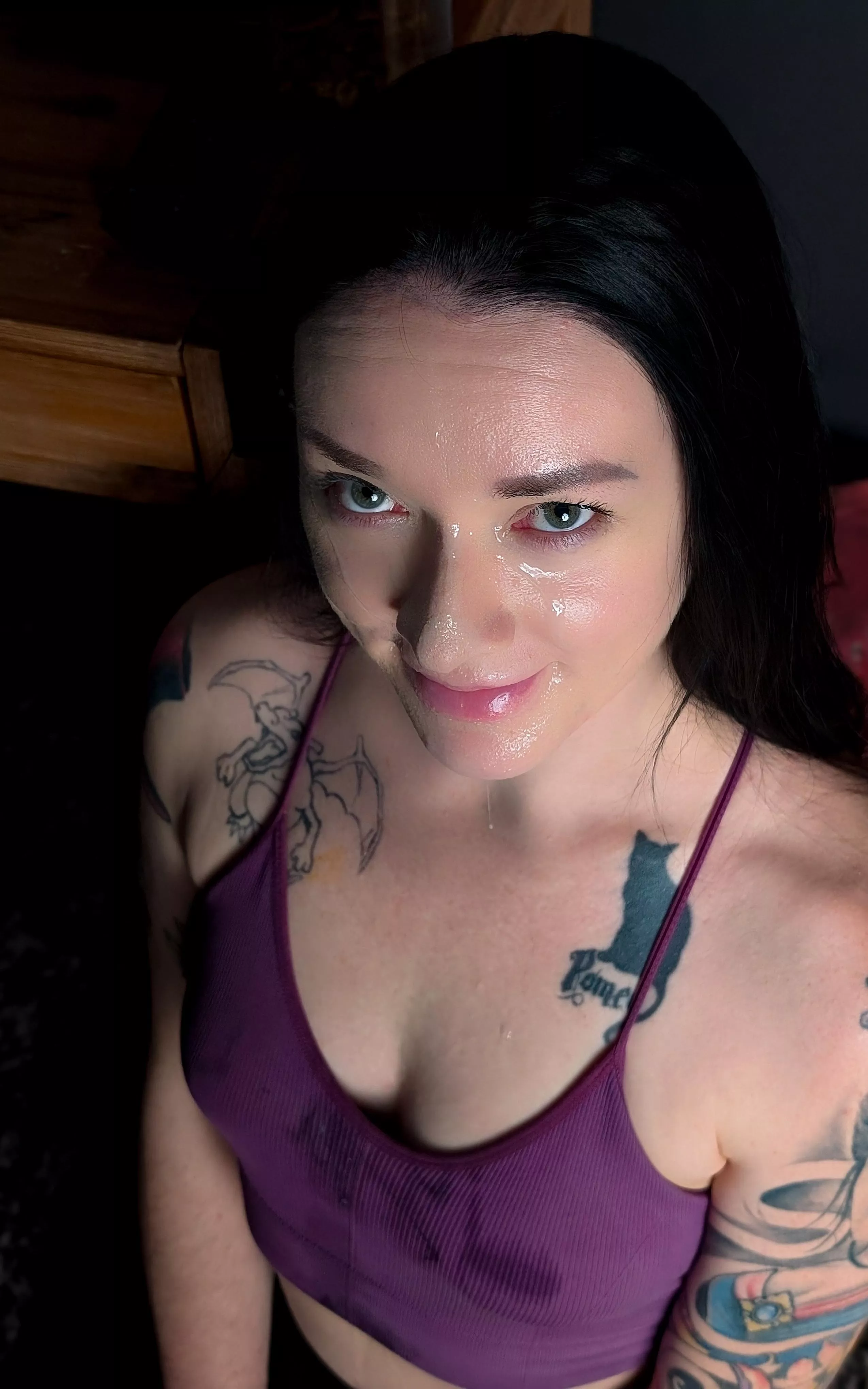 It's really hard to capture how much cum is actually on my face, chest, walls and floor. You will just have to take my word for it. posted by Bleeoz