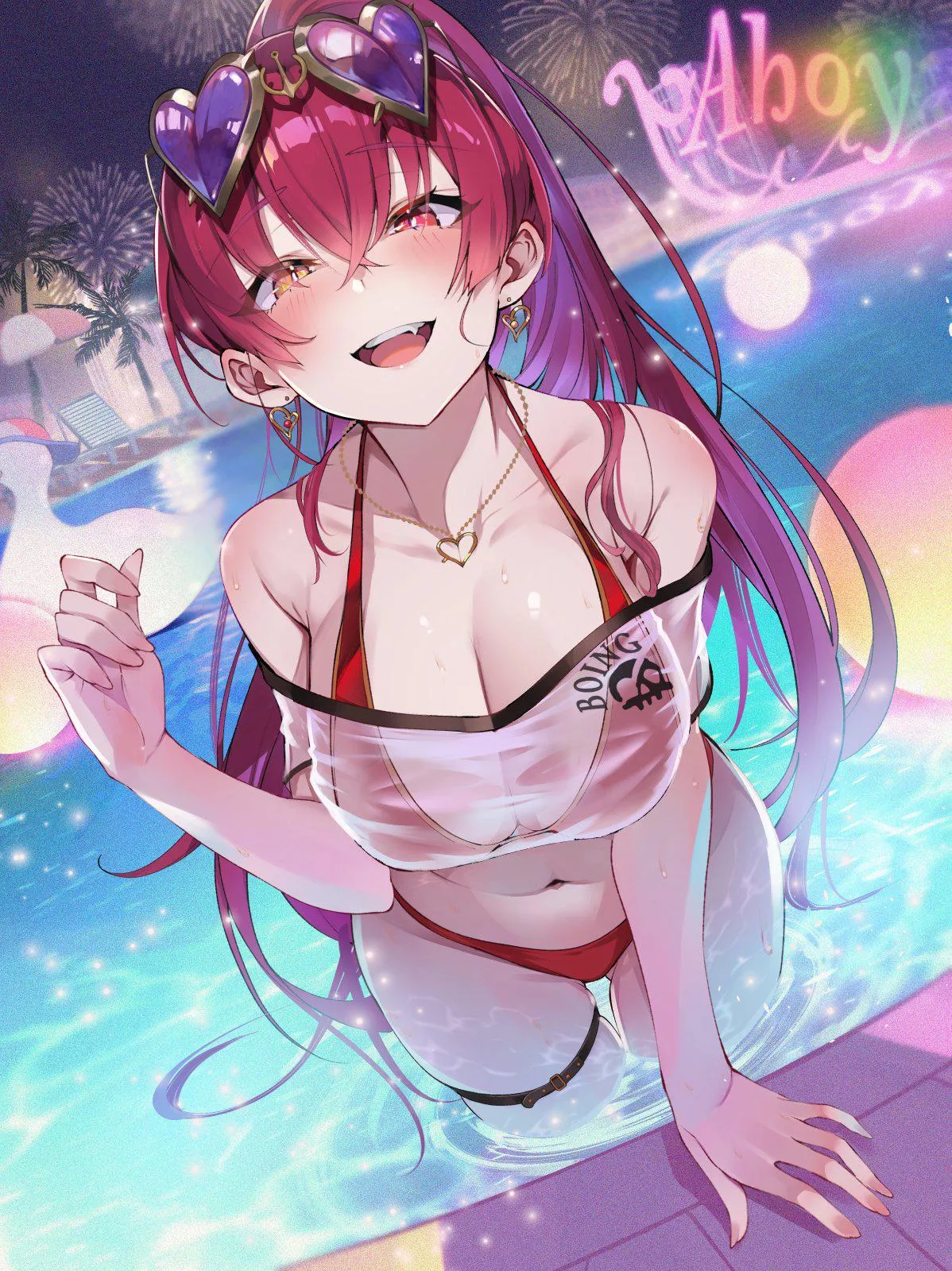 Marine during the evening time in the pool (OmotiU009) [Hololive] posted by elegantloveglimmer