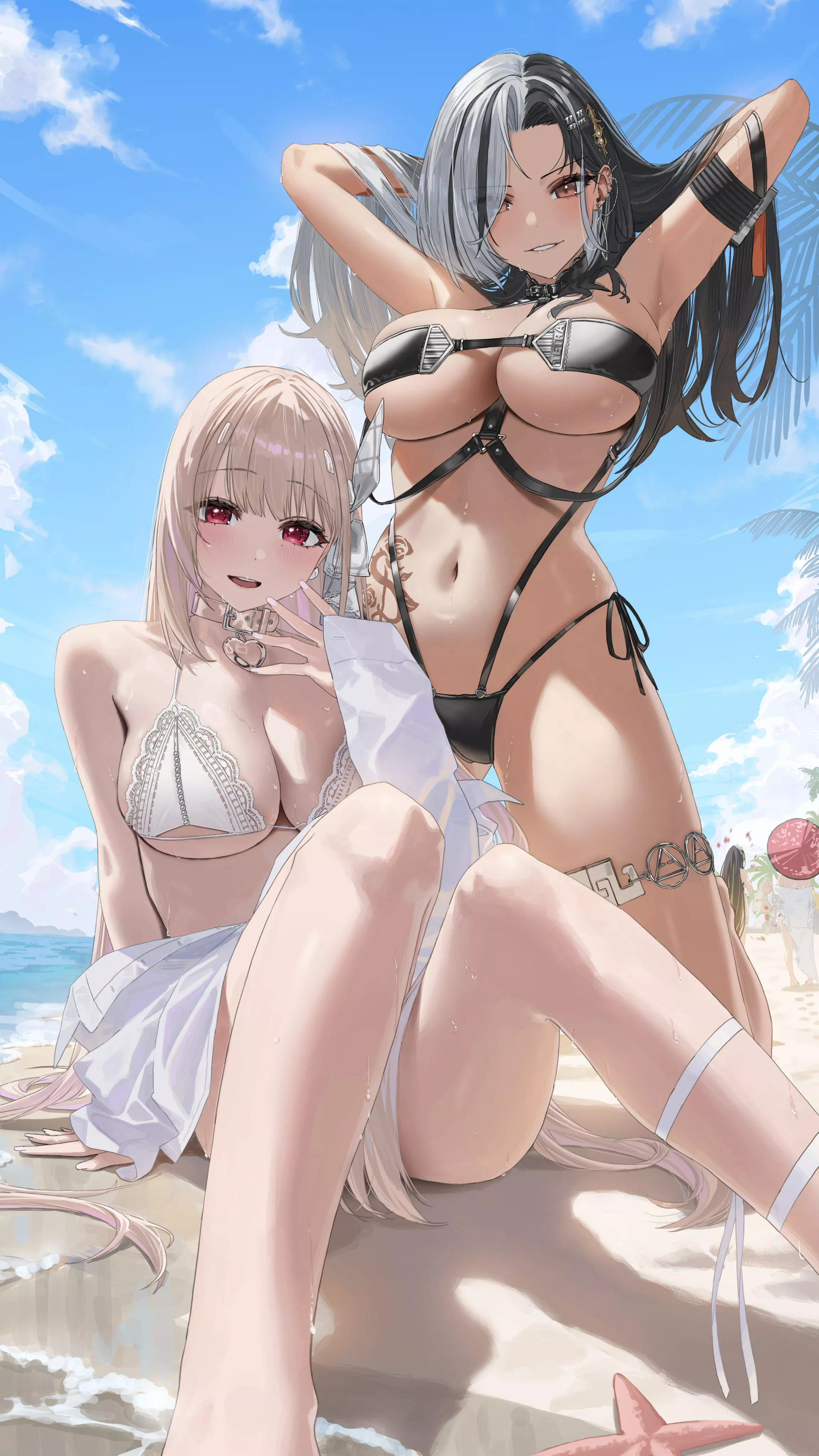 Rosanna presenting armpits and Viper sitting (はらけんし / pkenshiq) [Goddess Of Victory: Nikke] posted by elegantloveglimmer