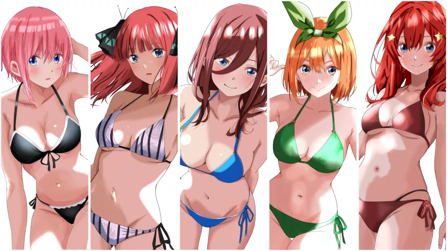 The Quintuplets Wearing Their Bikinis (Quintessential Quintuplets) by Csxc