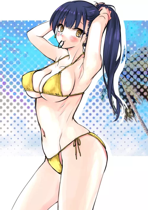 Anna Yamada Wearing Her Gold Bikini [The Dangers In My Heart] by Csxc