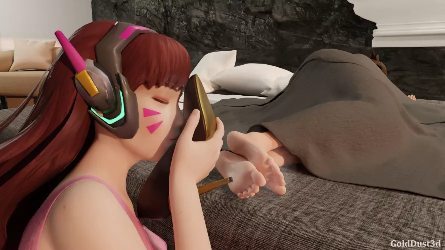 Tracer taking a nap (Overwatch) [Artist: GoldDust3D] by ComaOfSouls