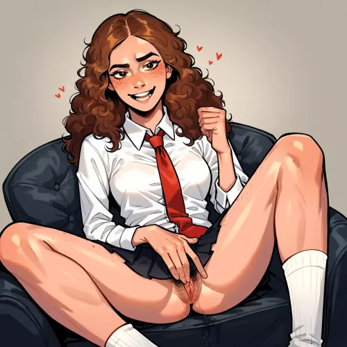 Nothing fancy, just Hermione rubbing one out in the common room. by livingdread