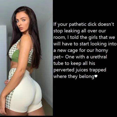 How can you resist leaking when she hasn't let you out in over a month already... by WintersCuck