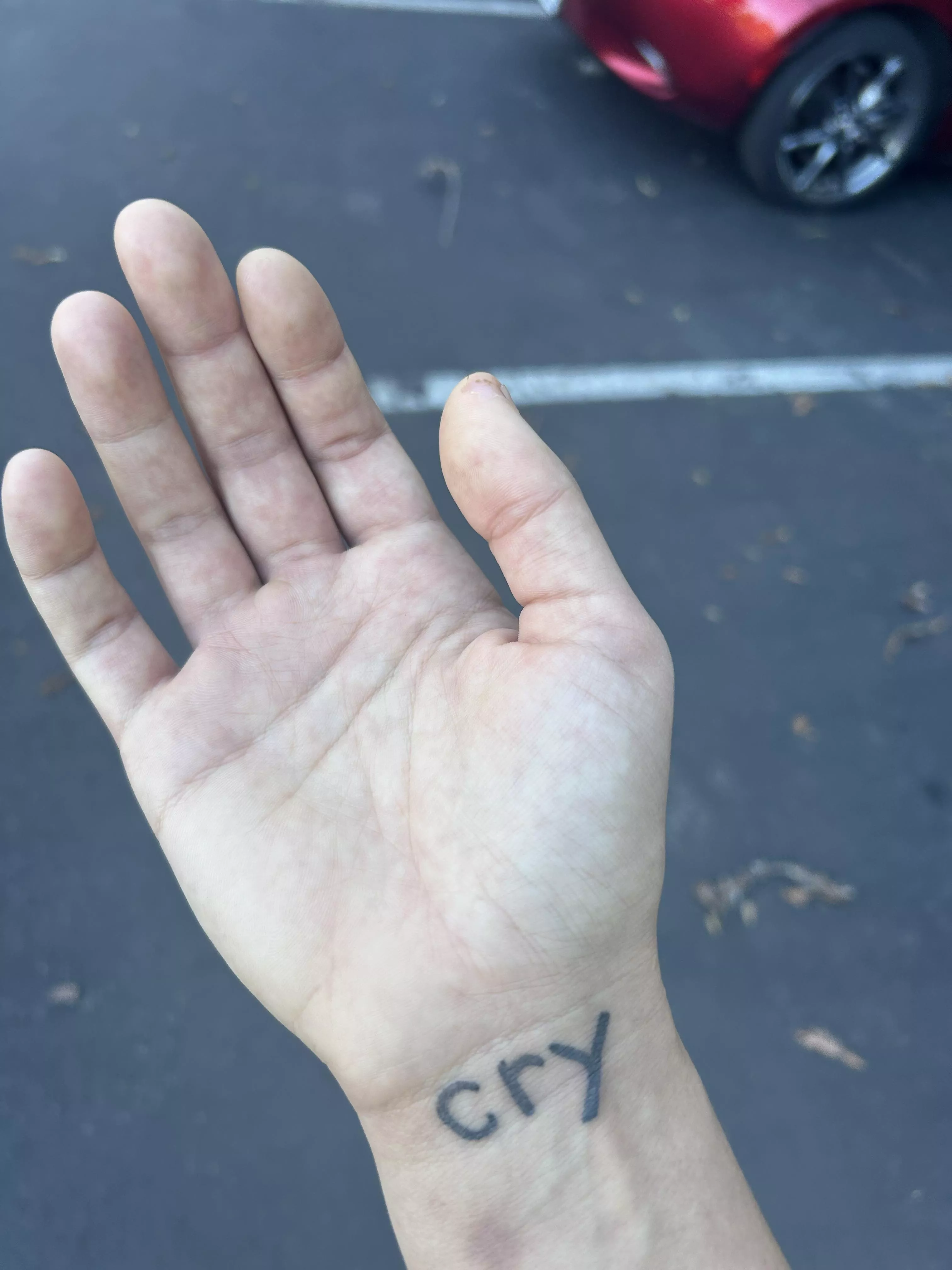 me and my hand posted by ShiftAccomplished579