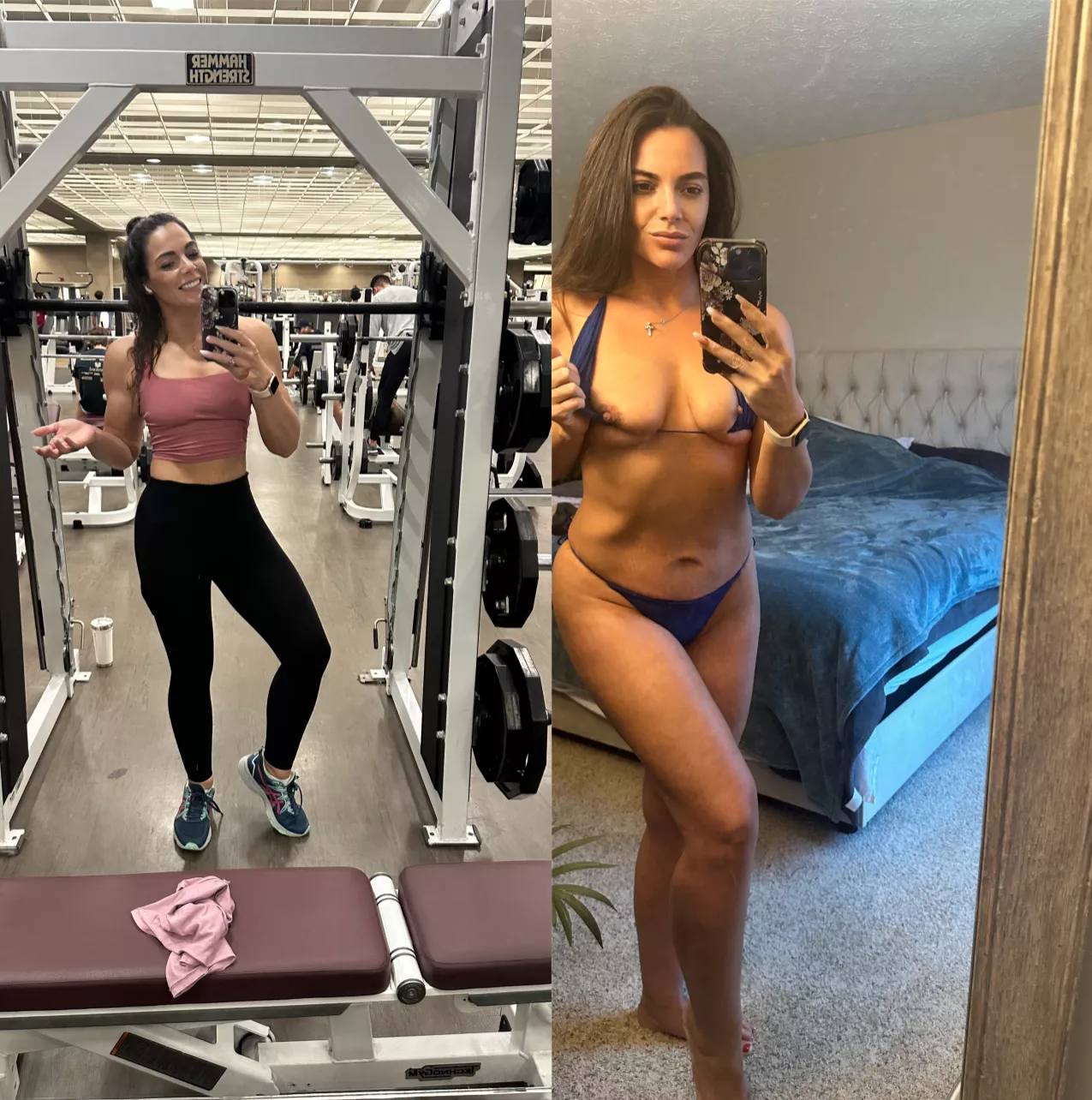 (F) At the gym, vs back at home (; posted by Katglamgainz