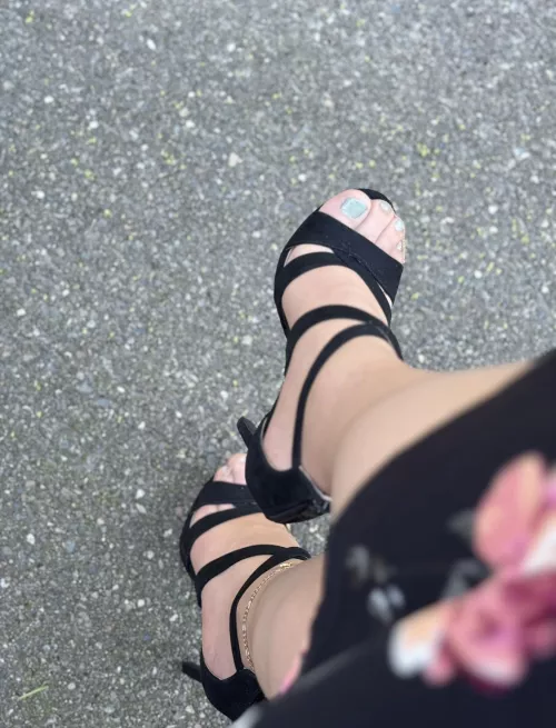 Strappy stilettos at the park by kaylaf19