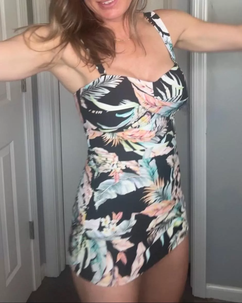 I wonder if a one-piece swim dress can make the sexy cut for a mom over 40 posted by FitFunSam