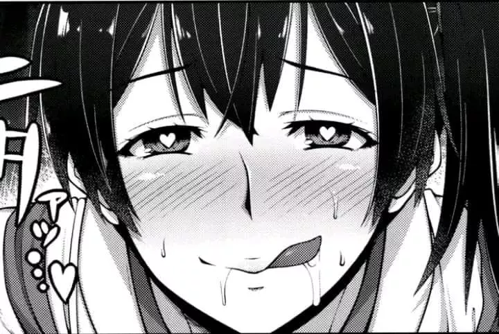 LF Mono Source: 1girl, close-up, face, side locks, bangs, heart shaped pupils, blushing, sweat, licking lips, saliva posted by Derakart