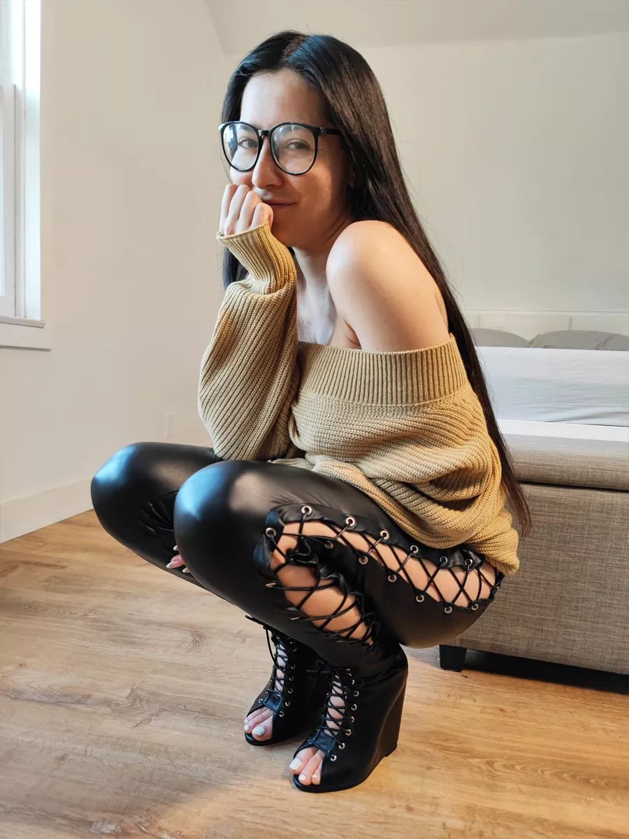 Lacey leather and a sweater  posted by HelloSweetAly