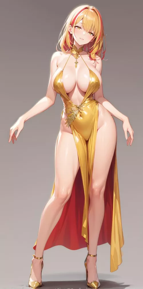 Long Golden Dress  by CheetahSperm18