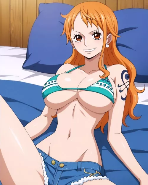 Nami laying on the bed by Toppema_Muppet