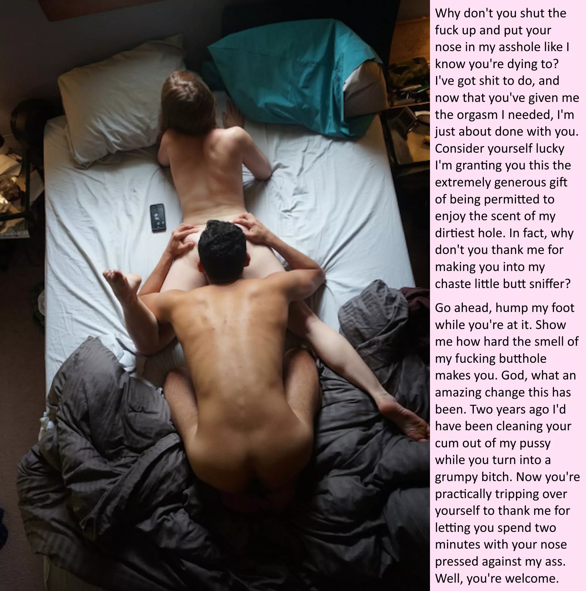 Things have changed since she stopped letting you cum.  posted by prettybadhorse