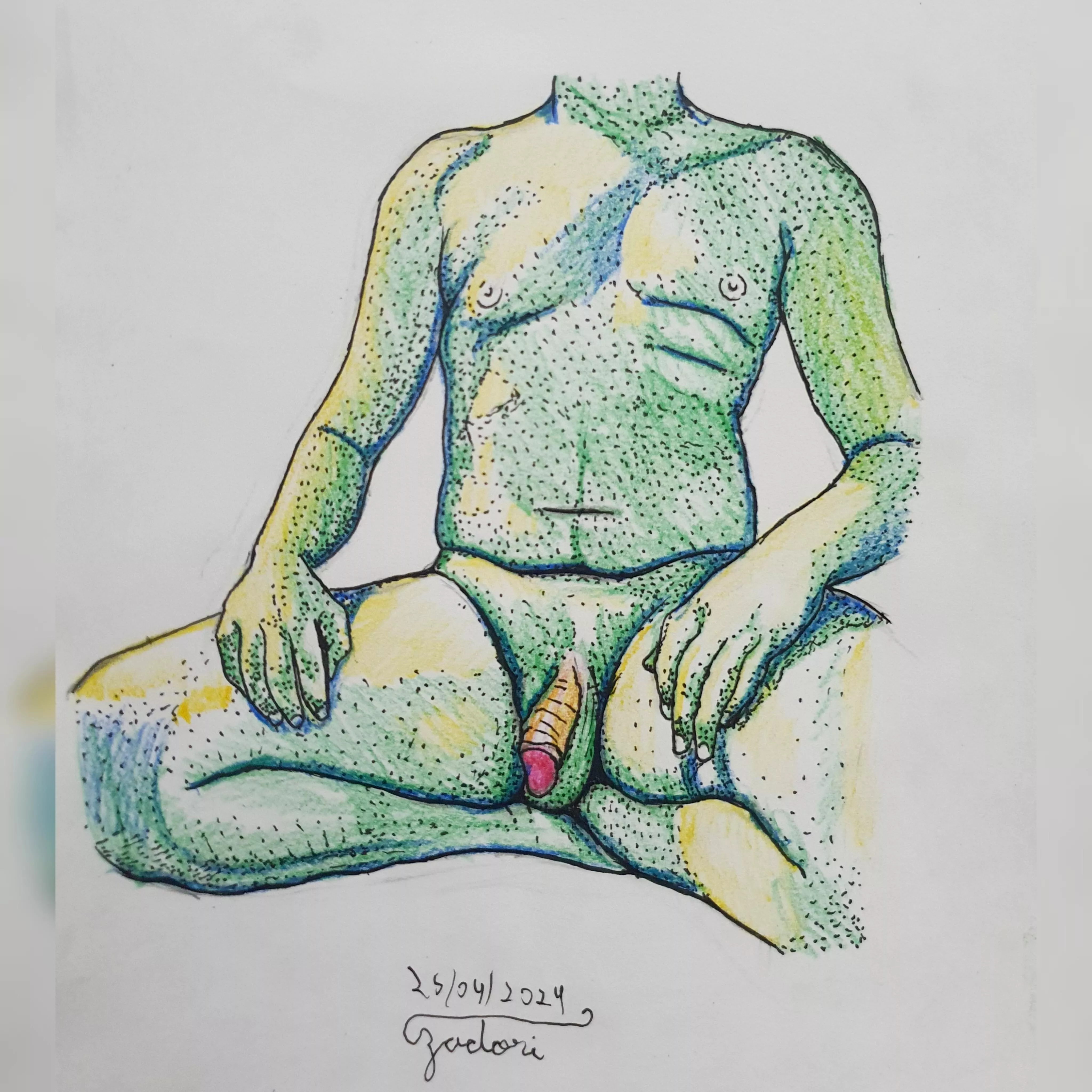 Green body drawing made by me  posted by zadoriart