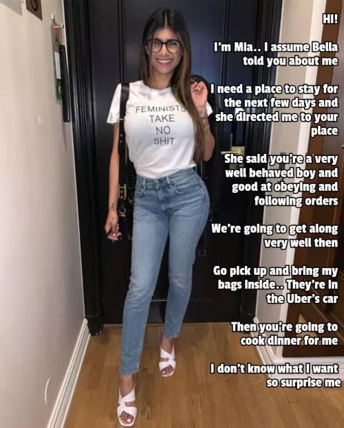 Hosting a feminist who takes no shit at your place for a few days by Captionsforever