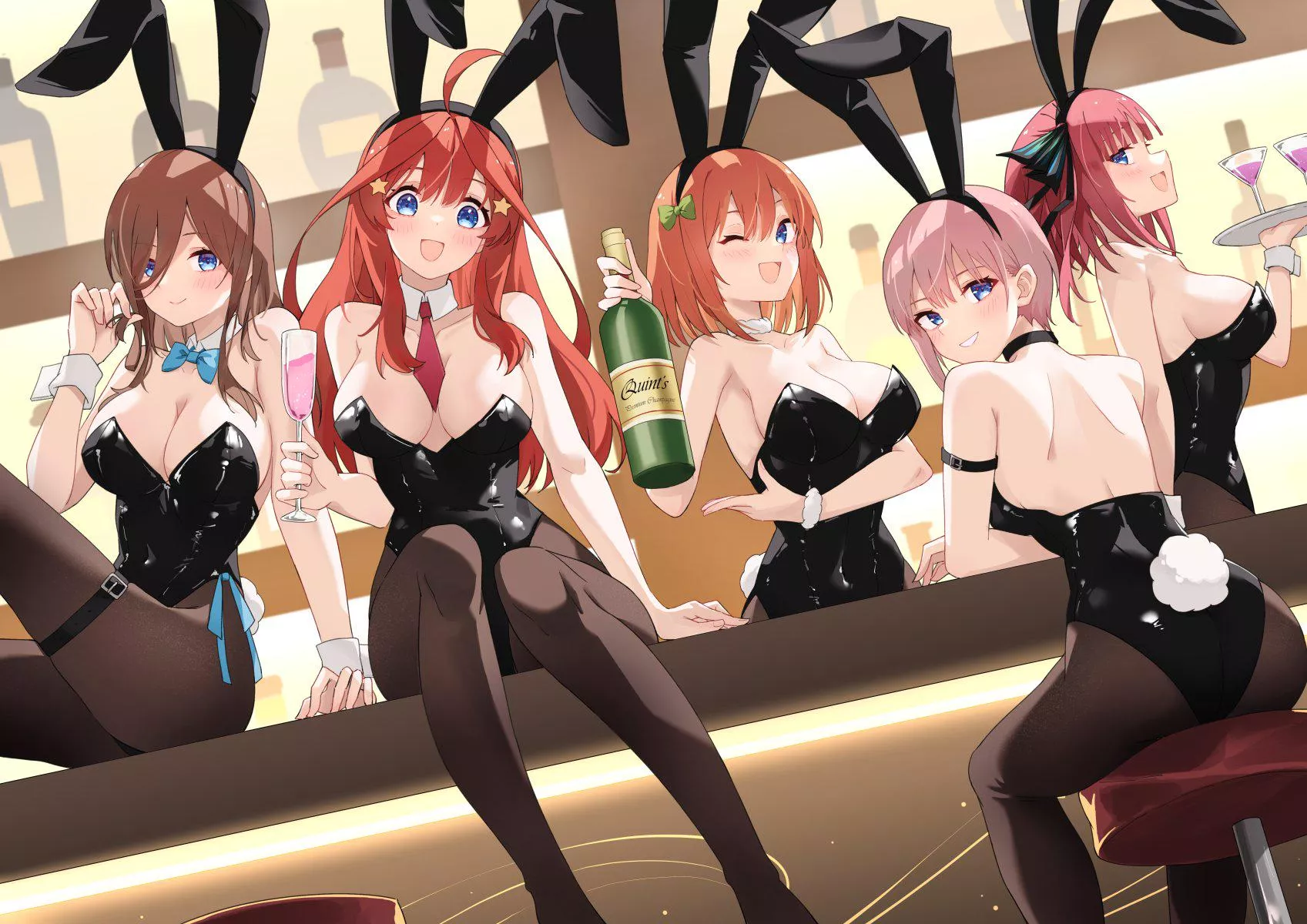 The Sisters Working Hard As Bunny Girls (Quintessential Quintuplets) posted by Csxc