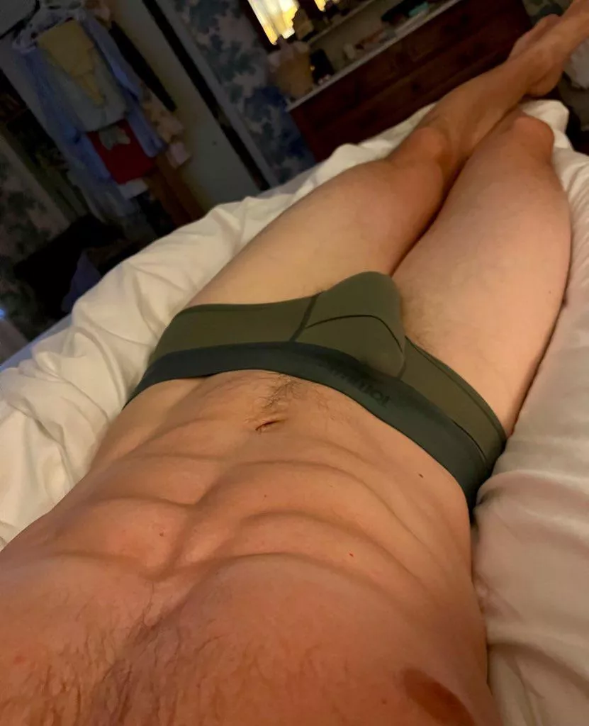 Tommy Johns briefs barely holding my morning wood in.  posted by Shred_and_Bread