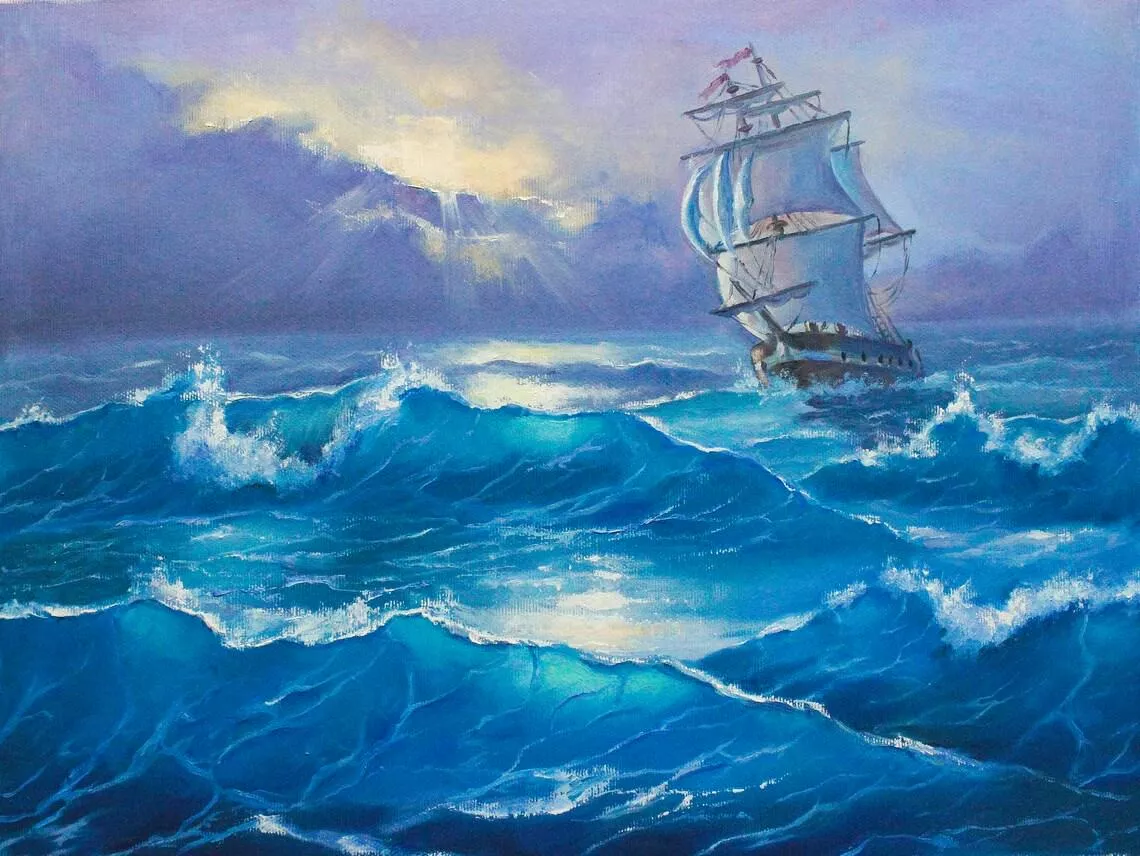 In the sea. My oil painting on canvas posted by PrusRuslan