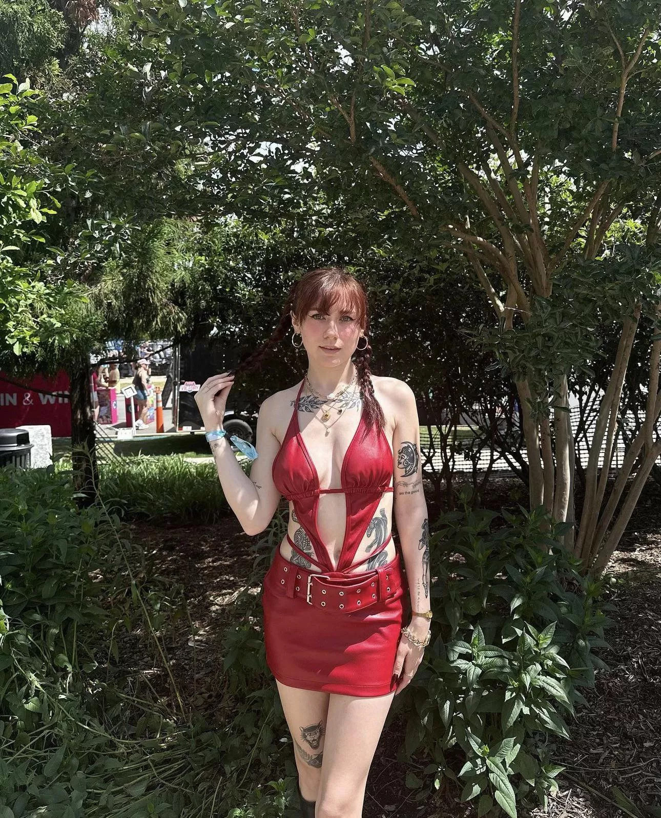 tattoos and red leather… definitely turned some heads at Lovin Life Music Festival  posted by cxtherine-