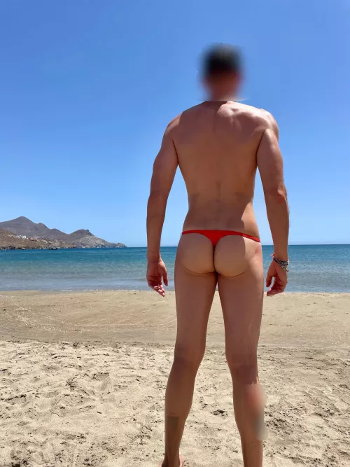 I got very horny exposing my cheeks at the beach. Would you rip it off to see my hole? Is my butt cute? by nuklam