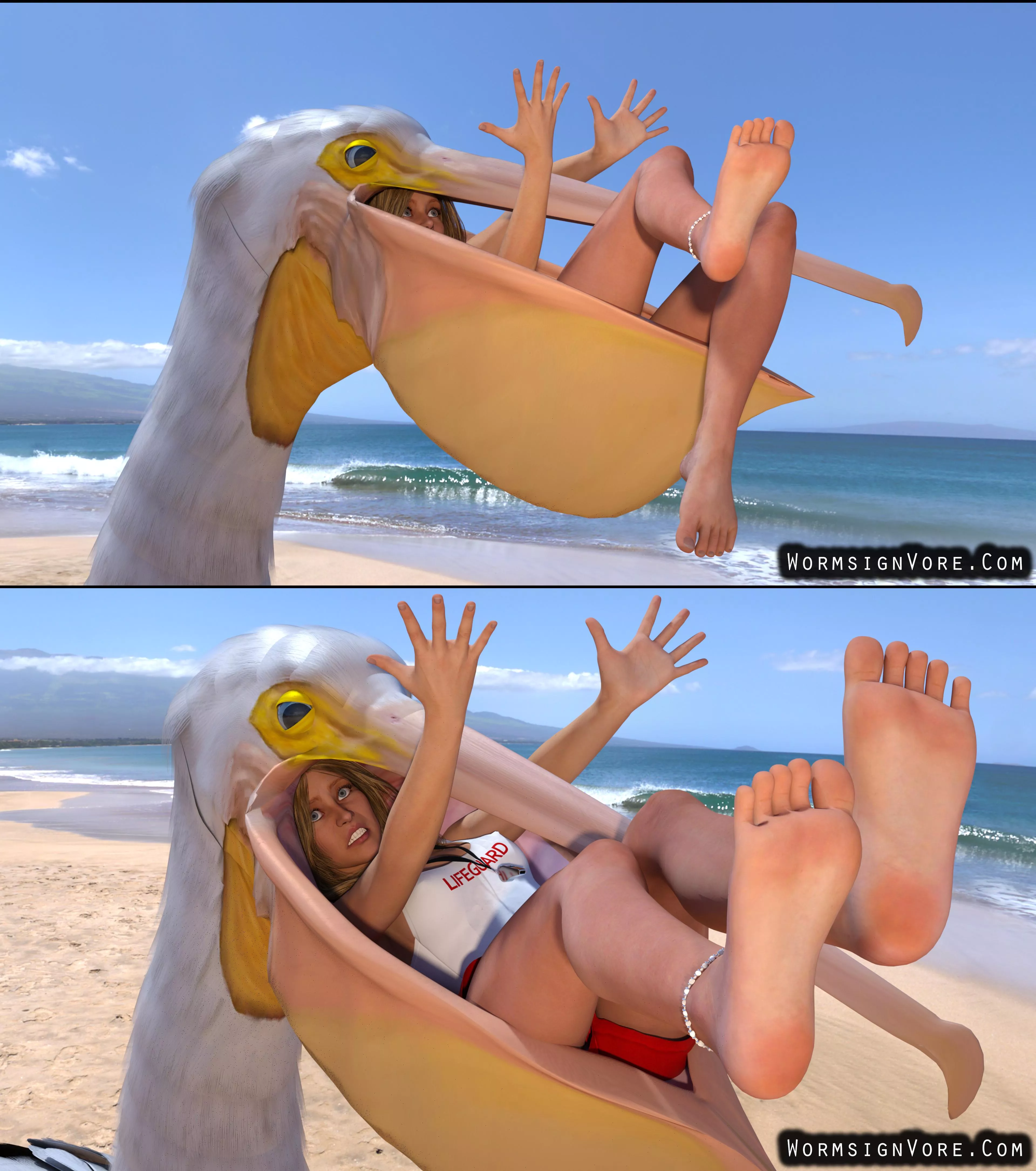 {Image}Pelican Eats Lifeguard(?/Pelican)(F/Human)(Soft)(Oral)(unwilling)(nsfw)(OC: WormsignVore Animations)  posted by WormsignVore