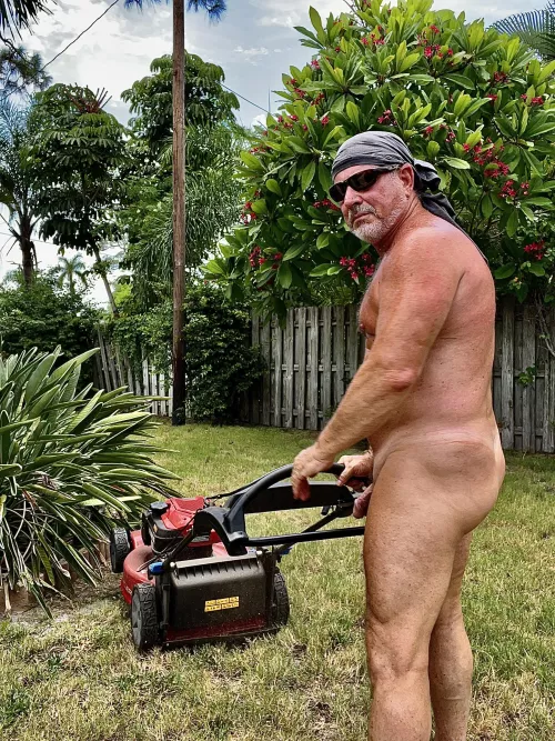 How nudist mow the grass  by mascline1